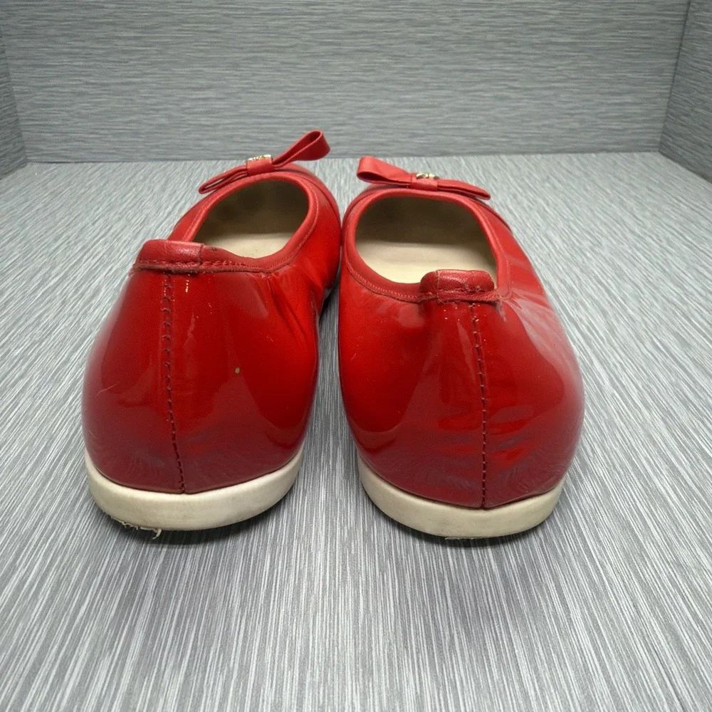 Girls Red Patent Leather Ballet Flats Armani Designer Slip On Shoes EU 34 US 3-4